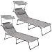 Produktbild SONGMICS Sonnenliege, 2er Set, Liegestuhl, bis 250 kg belastbar, 193 x 63 x 32 cm, mit Sonnendach und Verstellbarer Rückenlehne GCB19T-2