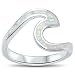 Oxford Diamond Co Wave Ocean Beach Lab Created Opal .925 Sterling Silver Ring sizes 4-12 Colors Available (Lab Created White Opal, 7)