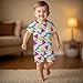 AuHomea Retro Vintage 80s Or 90s Fashion Style Abstract Newborn Baby Romper Clothing Cute Infant Short Sleeve Clothes Jumpsuit Playsuit One Piece Outfit for 18-24M Boy Girl