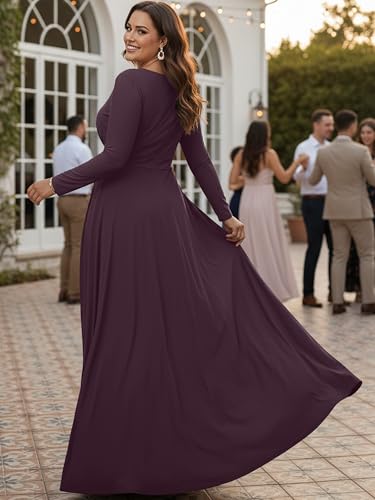 Image of KOH KOH Womens Long Sleeve Flowy Modest Elegant Evening Maxi Dress Gown