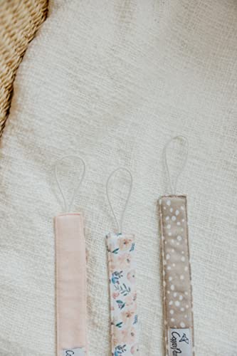 Image of Copper Pearl 3-Pack Pacifier Holders: Premium Knit Binky Clips for Baby Girls and Boys - Stylish Stainless Steel Design for Secure No-Drop Attachment - Autumn