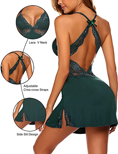 Avidlove Lingerie For Women Sexy Nightgowns Lace Babydoll Sleepwear Nightie Dark Green Large #TOP1