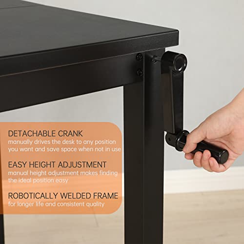 Torrainake Height Adjustable Standing Desk- Modern Computer Desk, Sit Stand Desk Frame & Top, Manual Stand Up Table For Home Office Desk Workstation Wide Metal Sturdy Frame Thicker Steel Legs #TOP4