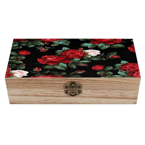 Anceky Hermosa caja de madera con forma de rosa, joyero decorativo con tapa abatible, caja decorativa de madera para guardar manualidades y fotos.