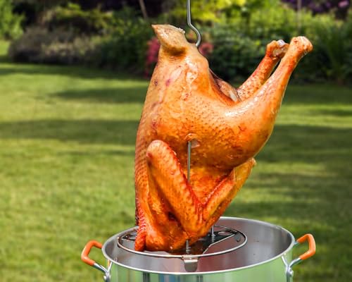 Outdoor Turkey Deep Fryer Set Seafood Boiler Kit Fish Fryer with Crawfish Boil Pot Basket 55000 BTU Untimed Gas Burner Heavy Duty Steel Frame 30 & 10 Quart Aluminum Stock Pot & Basket Lid