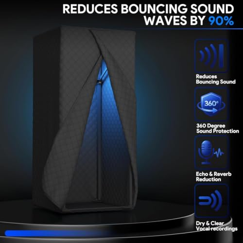 Cabina portátil para grabación insonorizada para estudio en casa, podcasts, locuciones y música. Cubículo acústico antiecos con bolsa de transporte miniatura 2