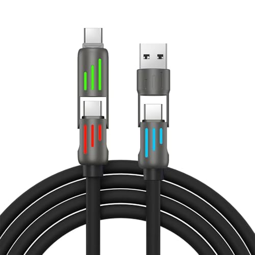 vaelis USB C to Lightning Cable, 240W 4 in 1 Charging Cable 4.92FT, USB A/C to C with Light for iPhone 16e 15 14 Pro/MacBook Air 17/iPad/ 2, Multi Chargers for All Devices (Purple) image 5