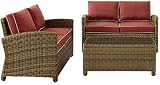 Crosley Furniture Bradenton 3-Piece Outdoor Loveseat Patio Furniture Set, Wicker...