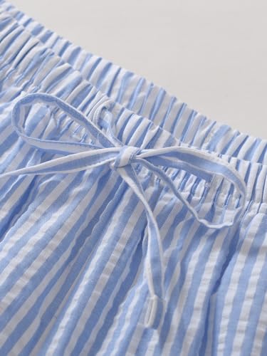 Image of Latuza Women's Cotton Bermuda Long Pajama Shorts Seersucker PJ Sleep Shorts