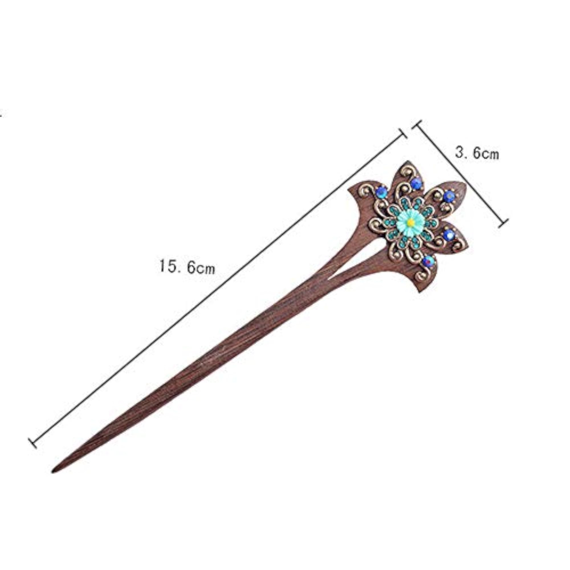 2 Pack Retro Chinese Flower Decor Hair Chopsticks