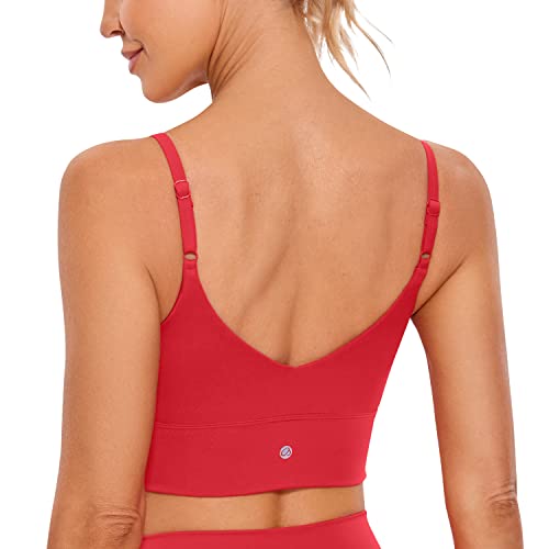 Image of CRZ YOGA V Back Longline Sports Bras | Medium Support, Removable Pads, Yoga, Brushed, Scoop Neck, Spaghetti Straps, for Women
