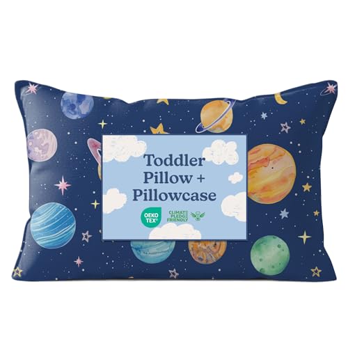 Toddler Pillow with Planets Pillowcase - Kids Pillow for Sleeping - 13x18