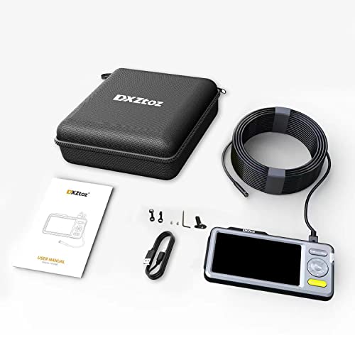 50Ft Sewer Inspection Camera 5'' Larger Ips Screen, Dxztoz Dual-Lens Endoscope Borescope Snake Camera With Light Waterproof Drain Pipe Duct Plumbing Plumbers Fiber Optic Scope Camera[Upgraded] #TOP6