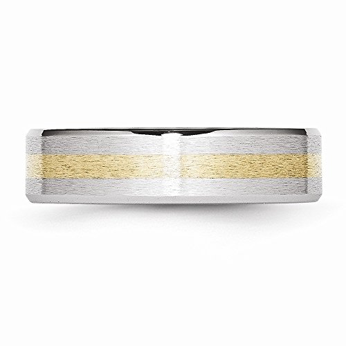 Chisel Cobalt 14k Gold Inlay Satin and Polished 6mm Wedding Band Size 7.5