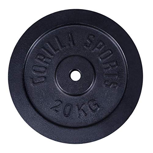 GORILLA SPORTS Hantelscheiben - Set/Einzeln 0 5/1 25/2/2 5/5/10/15/20/25/30 kg Gewichte 30/31 mm Gusseisen Silber/Schwarz - Gewichtsscheiben Bumper Plates