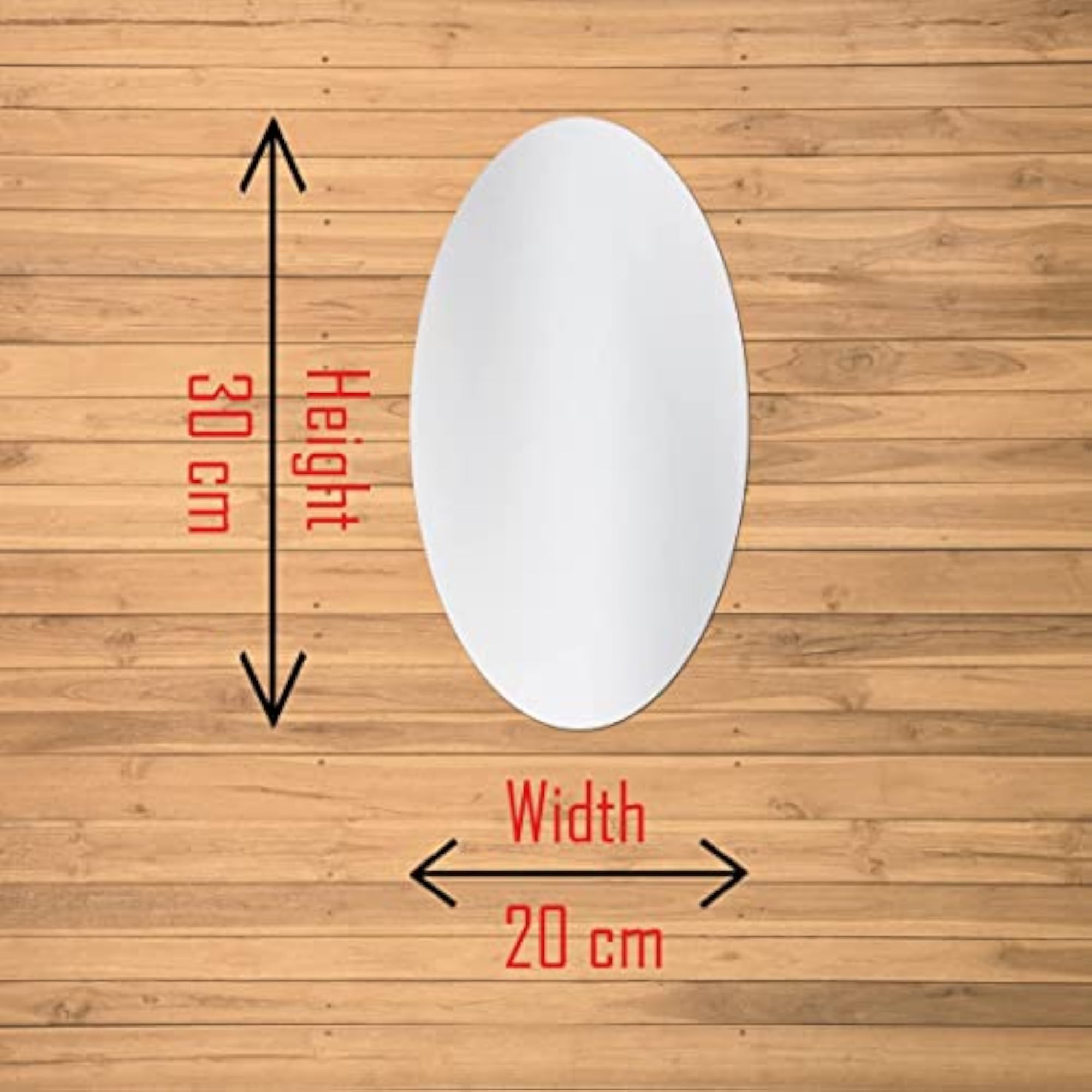 Self Adhesive Plastic Oval Mirror for Wall Stickers, 30x20 cm