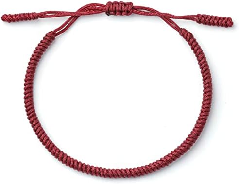 Tibetan Buddhist Bracelets for Women and Men - Many Rope Colours, Adjustable Size for Almost Any Hand - Handmade String Bracelets with Lucky Knot - Spiritual Gifts for Women and Men