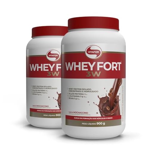 Kit 2 Whey Fort 3W Vitafor Mochaccino 900g