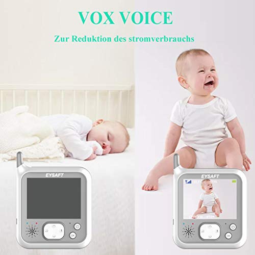 Babyphone mit Kamera Video Baby Monitor 3.2 Zoll Babyfon mit Talk Back und Temperaturüberwachung,Nachtsichtkamera,Schlaflieder,Nachtsicht, Intercom-Funktion VOX - 5