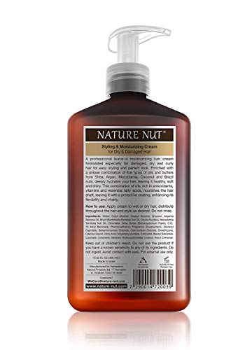 Nature Nut Leave In Conditioner For Dry And Damaged Hair - 5 Nut Oil Curl Defining Styling Cream Hair Moisturizer Repair Treatment For Wavy Curly Hair #TOP2