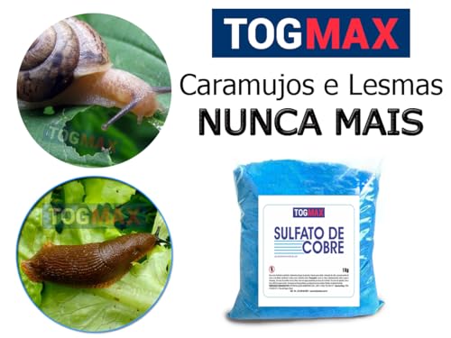 Sulfato De Cobre CuSo4 1kg Cojntra Lesmas Caramujos Para Plantação Tog Max