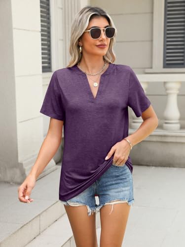 TICTICMIMI Women's V Neck Short Sleeve Tops Summer T Shirts Loose Fit Dressy Tees4
