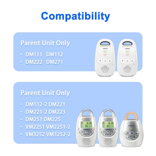 Universal 6V Power Cord Compatible with VTech Baby Monitor Models DM221, DM221-2, DM223, DM251, DM111, DM112, DM222, DM271 (Parent Unit Only) – Replacement Charger Adapter with 5Ft White Cable