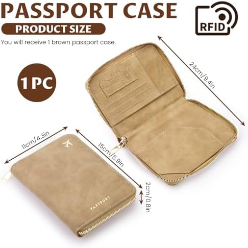 LELE LIFE Funda Para Pasaporte Con Creemallera Y Bloqueo RFID – Piel Sintética, Unisex, Multirranuras, Ligera