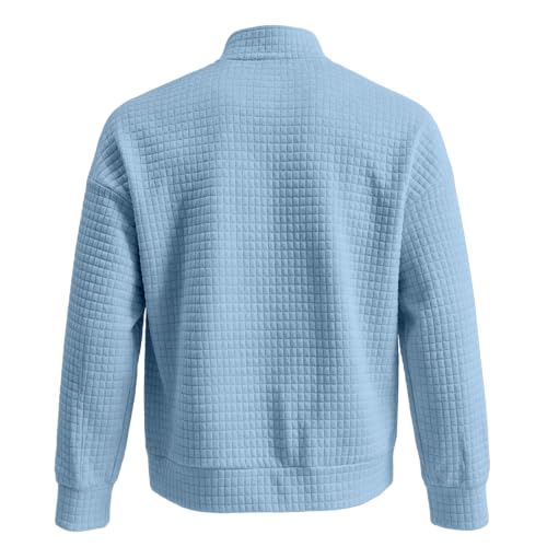 Mens Quarter Zip Sweatshirt No Hood Polo Long Sleeve Collared Pullover - image 4