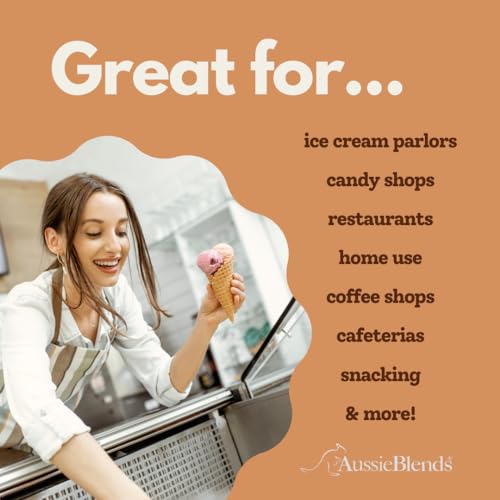 AussieBlends Waffle Ice Cream Cones Bulk For Soft Serve, Gelato, and Scooped Ice Cream, Waffle Cones Bulk, Natural Cone Flavor in Large Size, 156 Count, (Natural, Large)