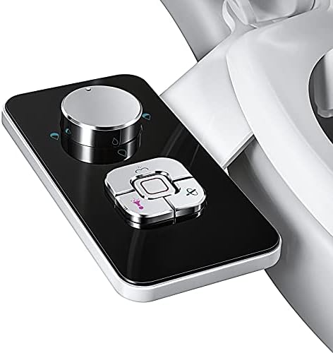 Bidet Attachment - SAMODRA Non-electric Cold Water Bidet Toilet Seat Attachment with Pressure Controls,Retractable Self-cleaning Dual Nozzles for Frontal & Rear Wash - Black