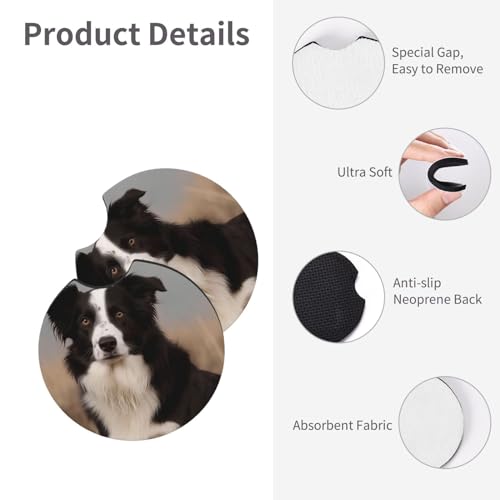Posavasos para carro de neopreno borde Border Collie 2 piezas miniatura 4