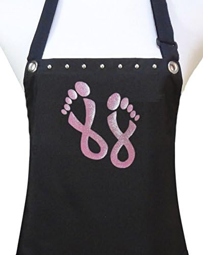 Trendy Salon Aprons Manicure Pedicure Nail Tech Apron, Pink Ribbon Feet
