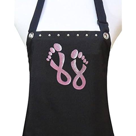 Trendy Salon Aprons Manicure Pedicure Nail Tech Apron, Pink Ribbon Feet Cover