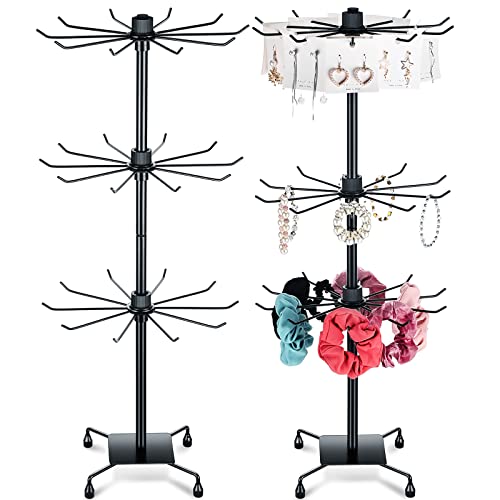 Bbto 2 Pcs Rotating Display Stand Jewelry Display Rack With Hooks Metal Earrings Display Stands For Selling Necklace thumb #7