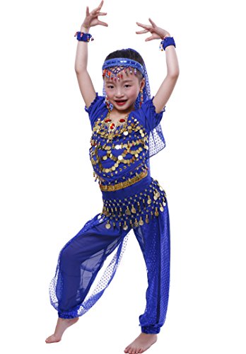 Astage Girls Short Sleeve Belly Dancing Carnival Performance Costume All Sets RoyalBlue M