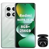 XIAOMI REDMI Note 15 4G Smartphone 8+256GB, Schermo AMOLED FHD+ 6,77", MediaTek Helio G100-Ultra, fotocamera da 108MP, batteria da 6000mAh, verde, incluso Smart Earphone