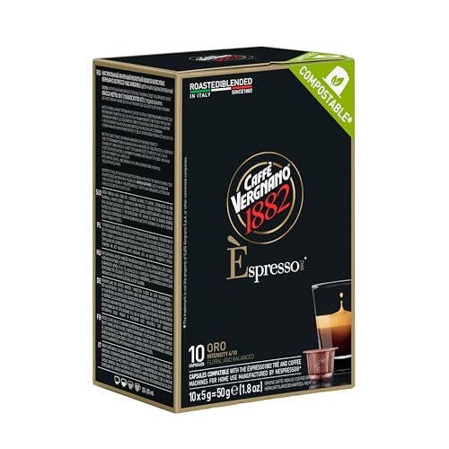 Caffe' Vergnano 1882 120 Count Oro Original Line Machine Compatible, Compostable Expresso Capsules, Arabica Medium Roast Coffee Pods with notes of Vanilla and Milk Chocolate, Intensity 4/10