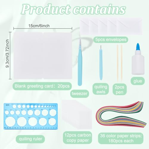 WEBEEDY 20 conjuntos de kit de quilling de papel para adultos, faça você mesmo, temas de animais, ki