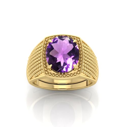 Bague améthyste naturelle plaqué or un cadeau précieux pour homme