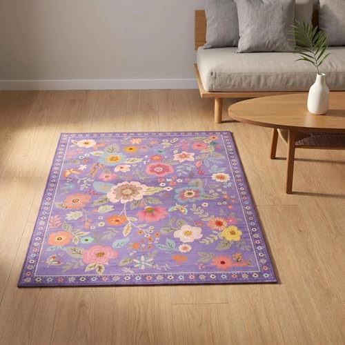 Tapis de salon doux grand tapis de sol confortable violet 60x90
