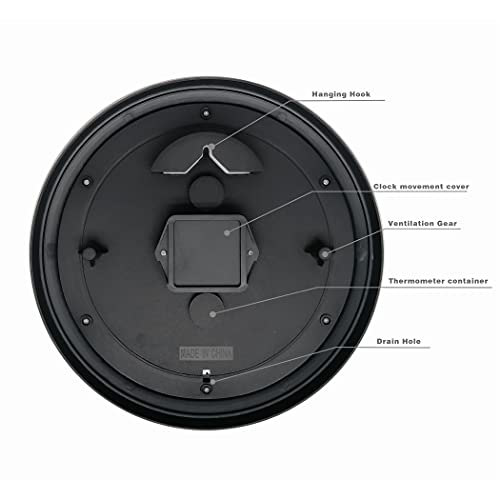 Evursua Indoor Outdoor Clock Thermometer Combo Waterproof Wall Clocks For Patio Garden Bathroom Bedroom,Weather Resistant,Non-Ticking,Battery Operated (Bronze, 12 Inch) #TOP4