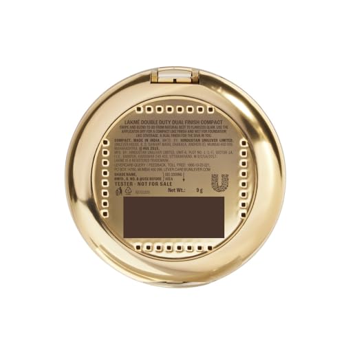 Image of Lakme Unreal Dual Cover Pressed Powder, 2 In 1 Compact + Foundation, Non Cakey Coverage, Lightweight & Long Lasting Compact, 34 Almond,9g (Pack of 2)