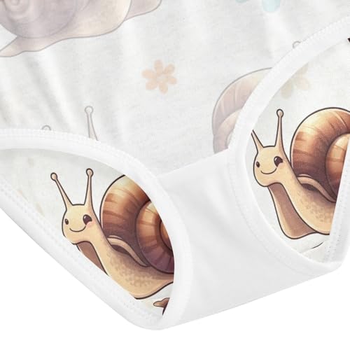 Toddler Briefs, Cute Cartoon Snails Shells Cotton Underwear for Girls, 2T–8 Years4