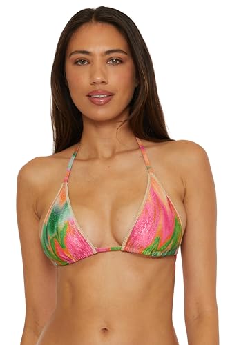 BECCA Women's Standard Triangle Bikini Top, Adjustable, Tie Back, Swimwear Separates, Mirage (Multicolor), D