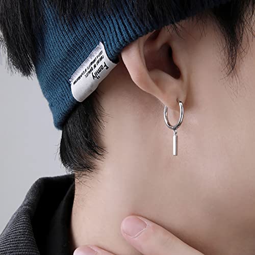 Reffeer 925 Sterling Silver Bar Hoop Earrings Huggies For Women Girls Minimalist Bar Hoop Earrings Drops (A-Silver) #TOP3