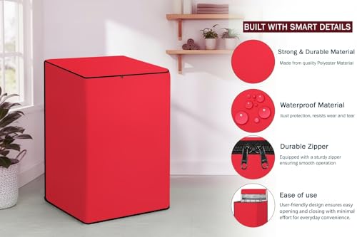 Image of Stylista Waterproof and Dustproof Polyester Washing Machine Cover Compatible for Godrej 7.5 Kg Fully-Automatic Top Loading WTEON ALP 75 5.0 FDTN GPGR, Red