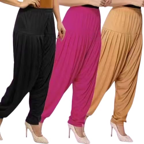 vee ess Ultra Soft Material-Viscose Rayon_Solid Attractive Pleated_Pattern_Casual wear Patiala_Pants_for Womens_Set 3-picture-20