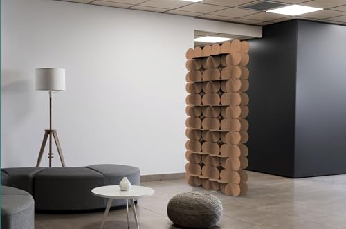 IRONDA DESIGN Separè Clori in Cartone Naturale, Divisorio Modulare con Base in Metallo, 100 x 33 x 200 cm