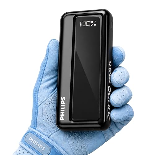 Image of Philips 20000mAh 22.5W Fast Charging Power Bank (Slate Black) with Digital LED Display | Type-C & USB-A Input /Output | 3 Output Ports | Lithium Polymer | Portable for Mobile, Tablet & Earbuds